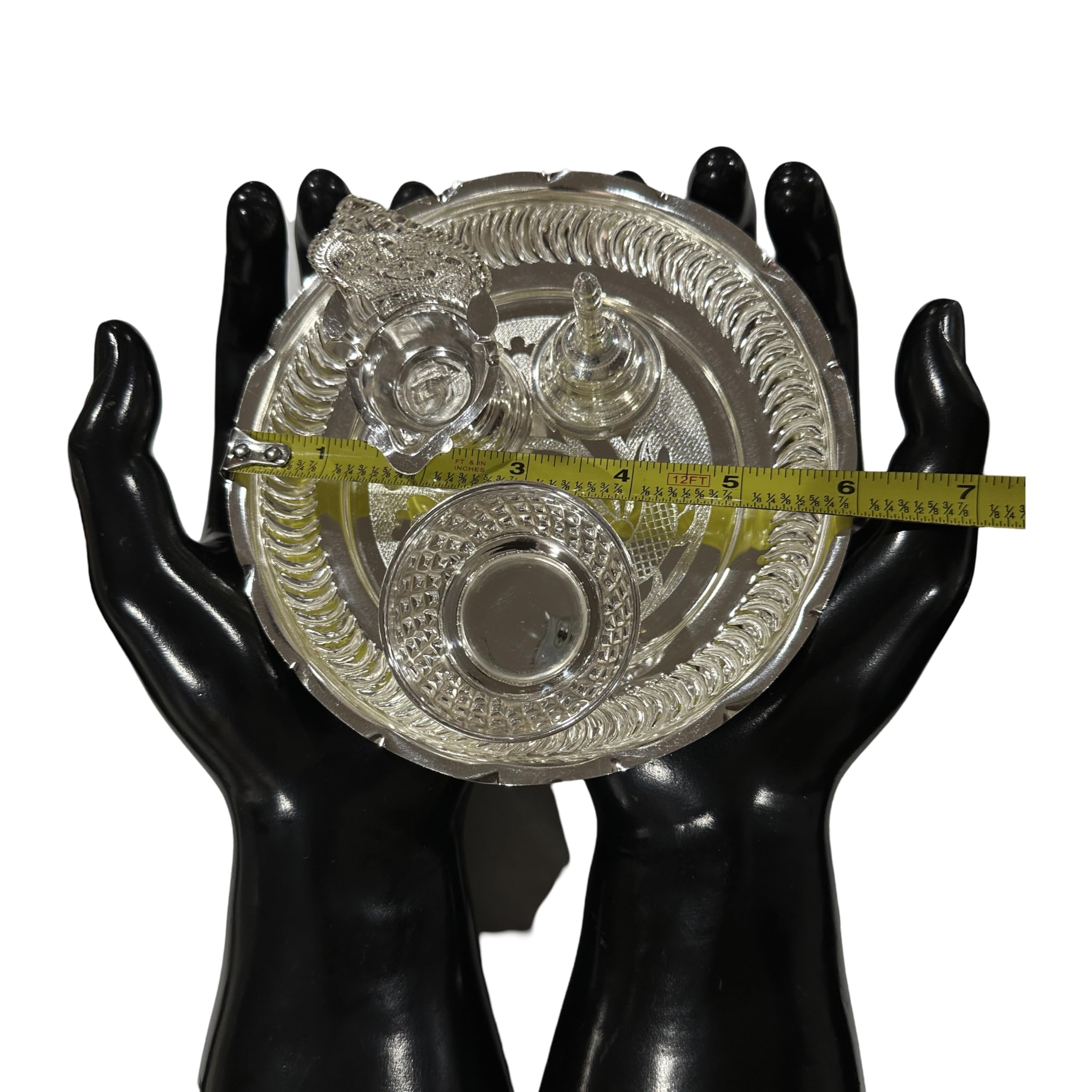 Balaji 925 Sterling Silver 6.0-inch Puja Set - 6.0