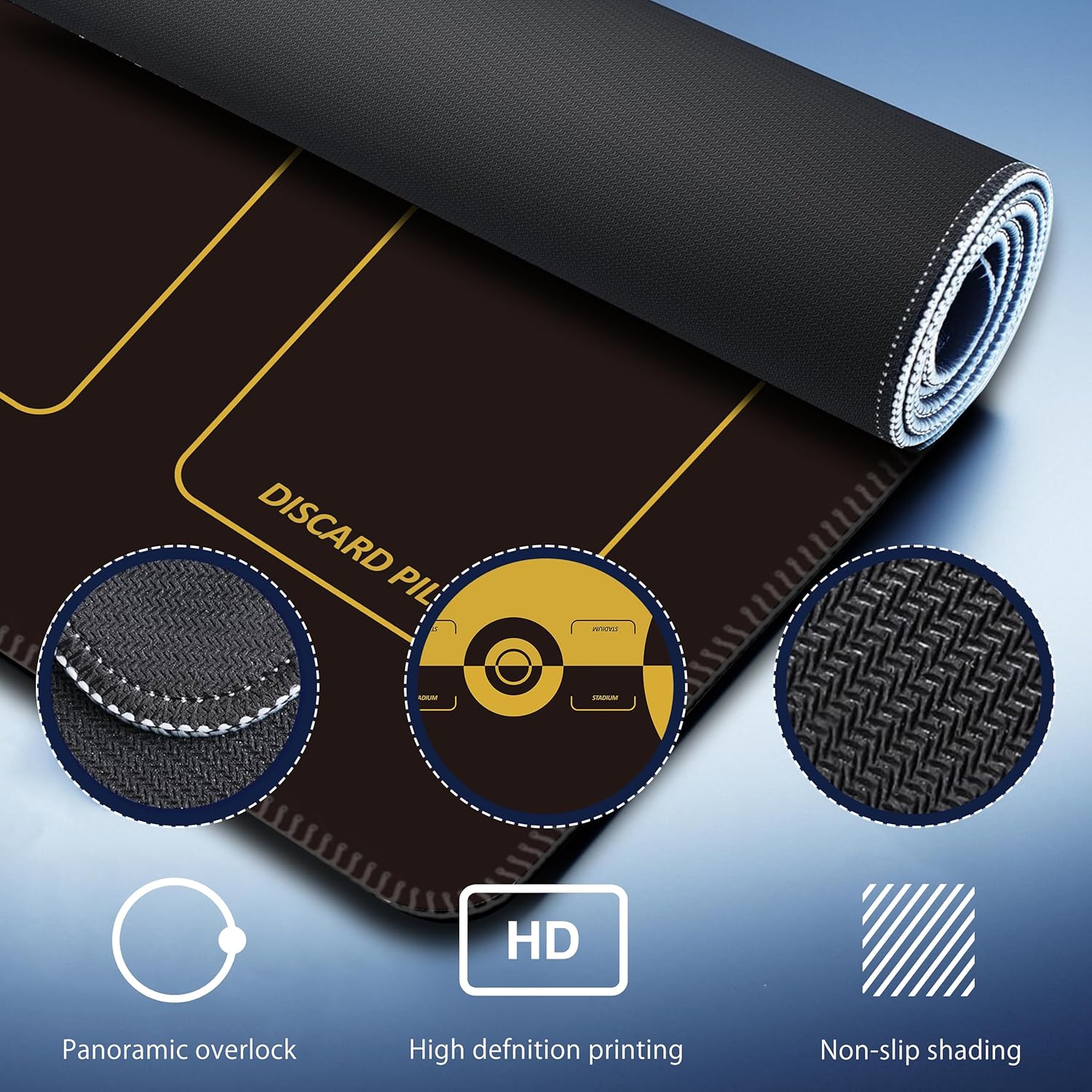 Trading Card Game Playmat – 2-Player Trainer Mat with 37 Damage Counters and Professional Storage Bag (Yellow)