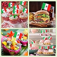 Vista 6 de 1000 banderas de palillos de dientes de México, palillos de dientes de la bandera mexicana, adornos para cupcakes de México, mini palillos