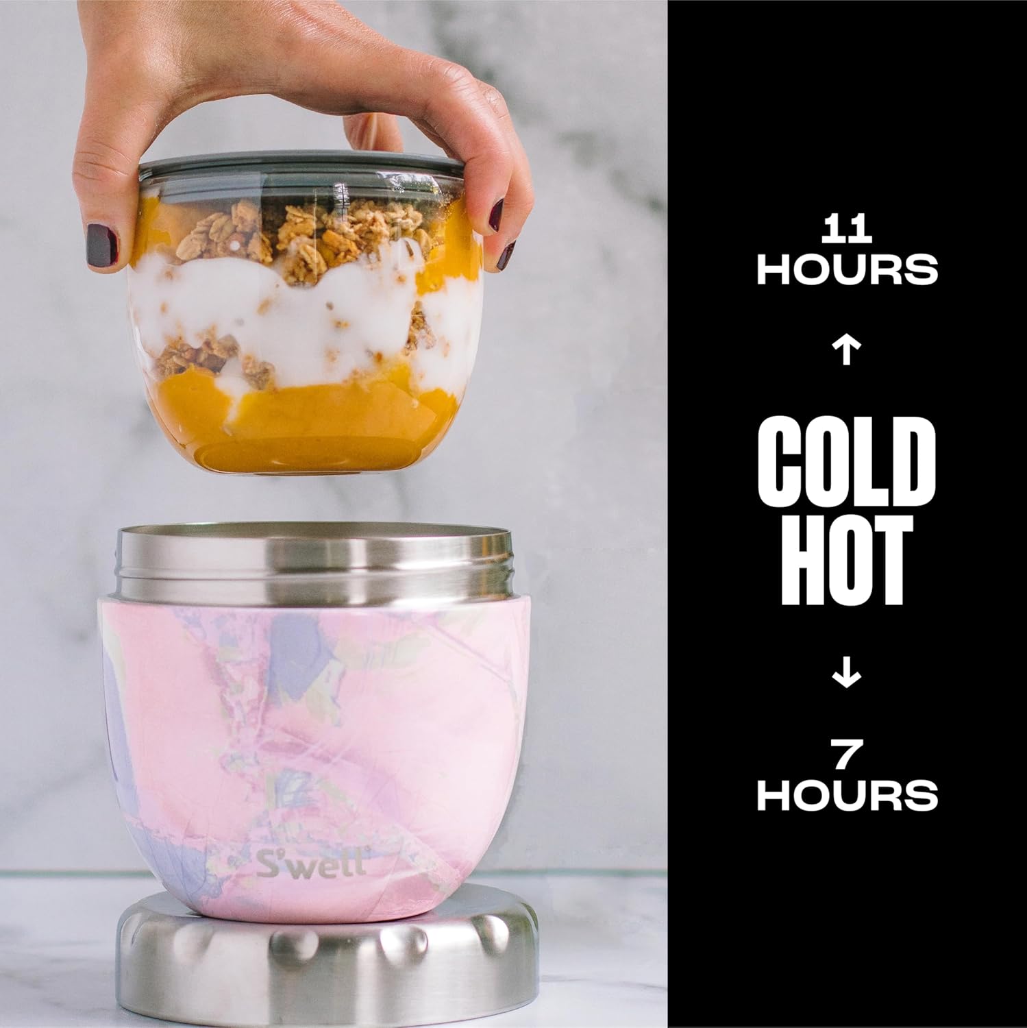 S'well Stainless Steel Food Bowls – 21.5oz - Geode Rose Eats - Triple-Layered Vacuum-Insulated Containers Keeps Food Cold for 11 Hours and Hot for 7 - Condensation-Free, Leak-Free, and Dishwasher-Safe - Image 3