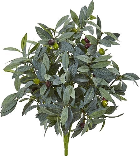 Nearly Natural Arbusto de olivo con bayas artificiales de 21 pulgadas (juego de 3)