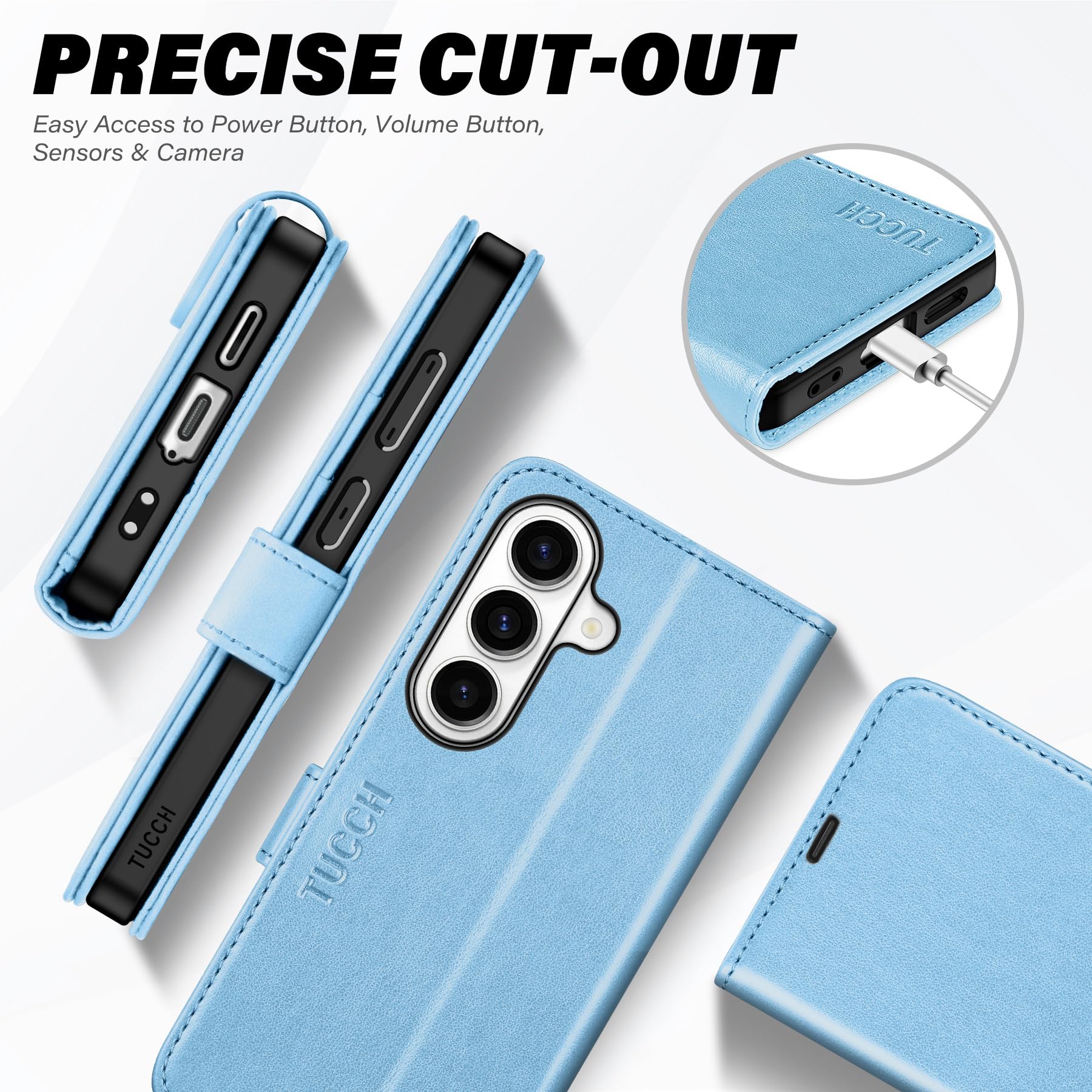 TUCCH Custodia per Galaxy S26 5G, Cover Portafoglio Magnetico Blocco RFID Slot Porta Carte Pelle Sintetica TPU Supporto Cellulare Protezione Completa Cover per Galaxy S26 (6,3" 2026), Blu Brillante