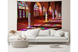 CHNYWORK Islamic Tapestry (59x39 Inches) | Pink Mosque Wall Hanging