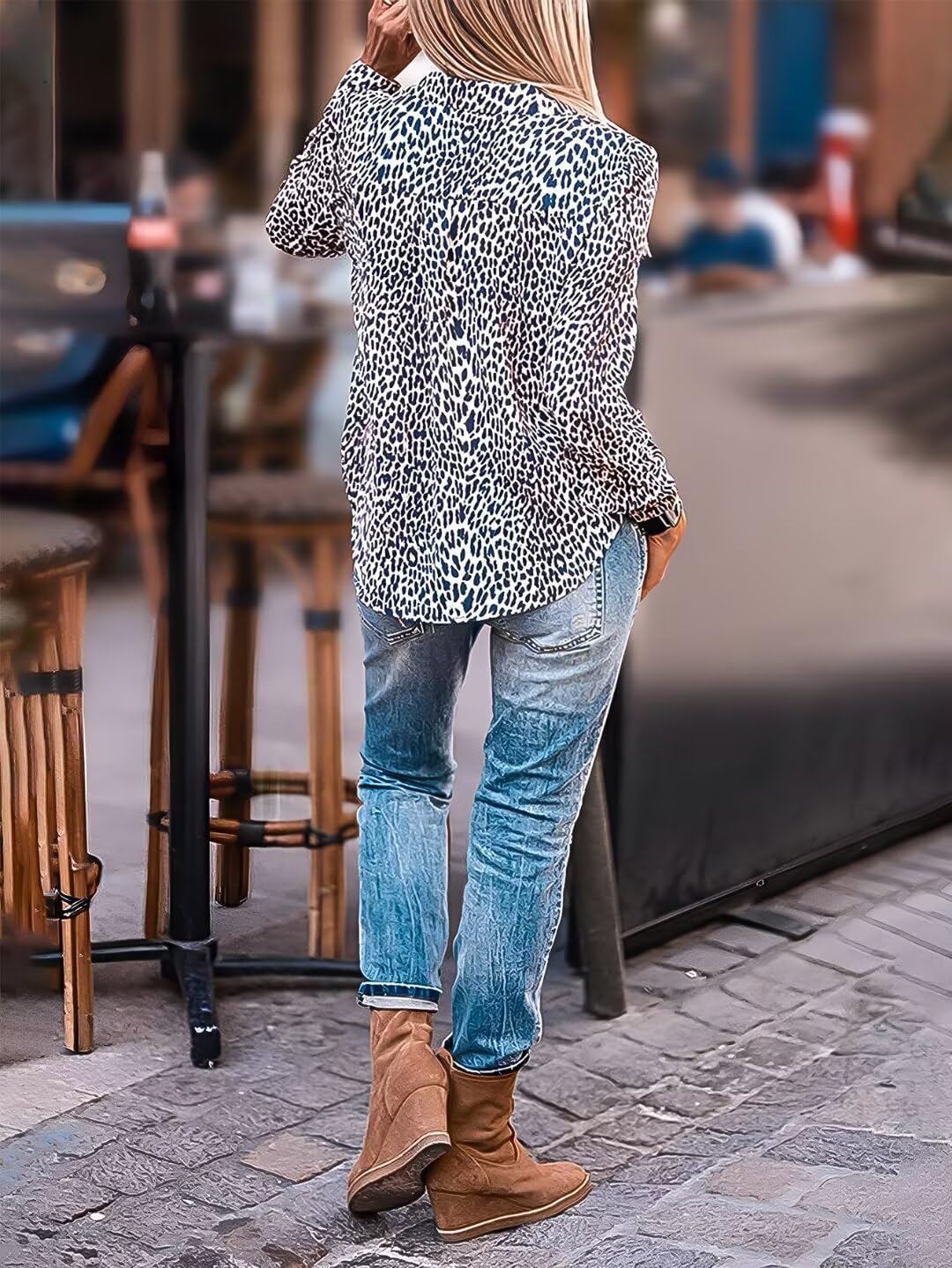 Flamingals Straight Leg Mid Waist Casual Roll Hem Denim Cropped Jeans Without Belt