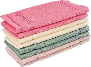 My E Shop Cotton Face Towel Hand Towel Soft, 25x25 cm (Set of 6, Multicolor) | Quick Dry, Small Size Travel Friendly | Hom... Price In India
