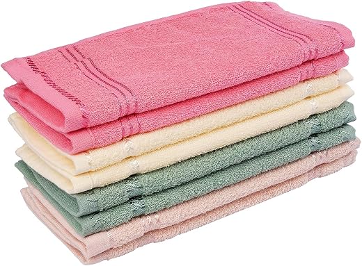 My E Shop Cotton Face Towel Hand Towel Soft, 25x25 cm (Set of 6, Multicolor) | Quick Dry, Small Size Travel Friendly | Hom...