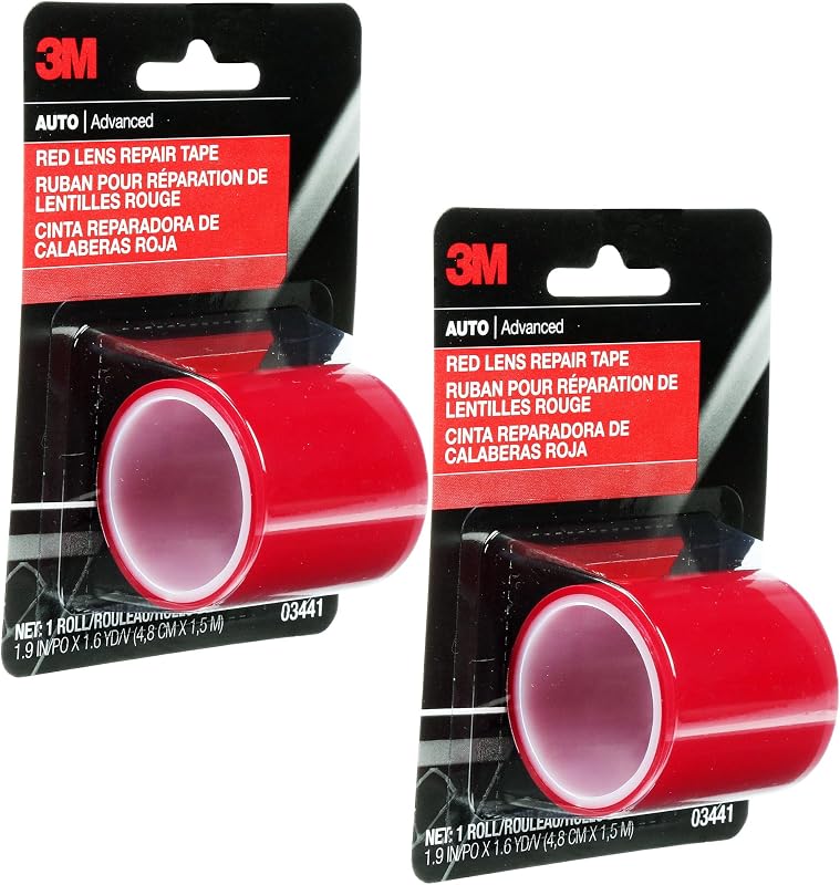 Fita adesiva vermelha 3M para reparo de lentes automotivas 03441 – 2 rolos de 4,76 cm x 1,52 m
