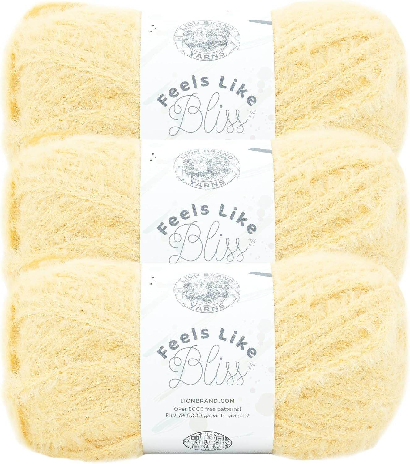 Lion Brand Yarn Feels Like Bliss, Bulky Yarn for Knitting, Buttercup, 3 Pack