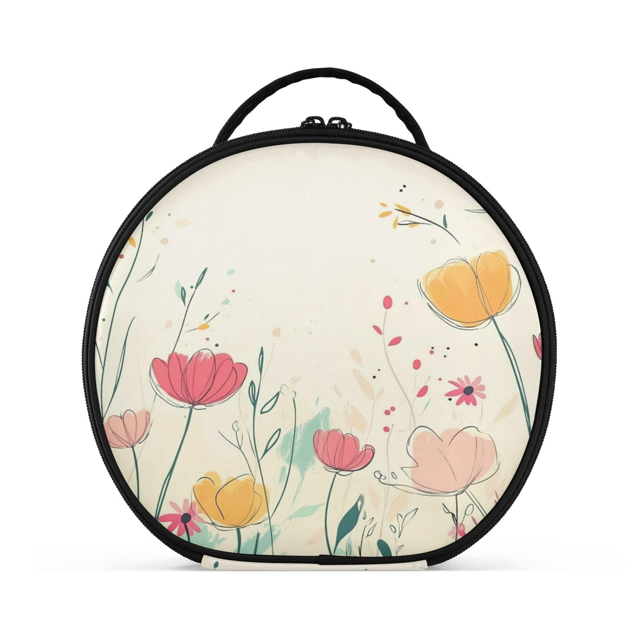 Takiito Cute Spring Flowers Travel Makeup Case Portable Makeup Box Artist Cosmetic Case Organizer With Adjustable Dividers