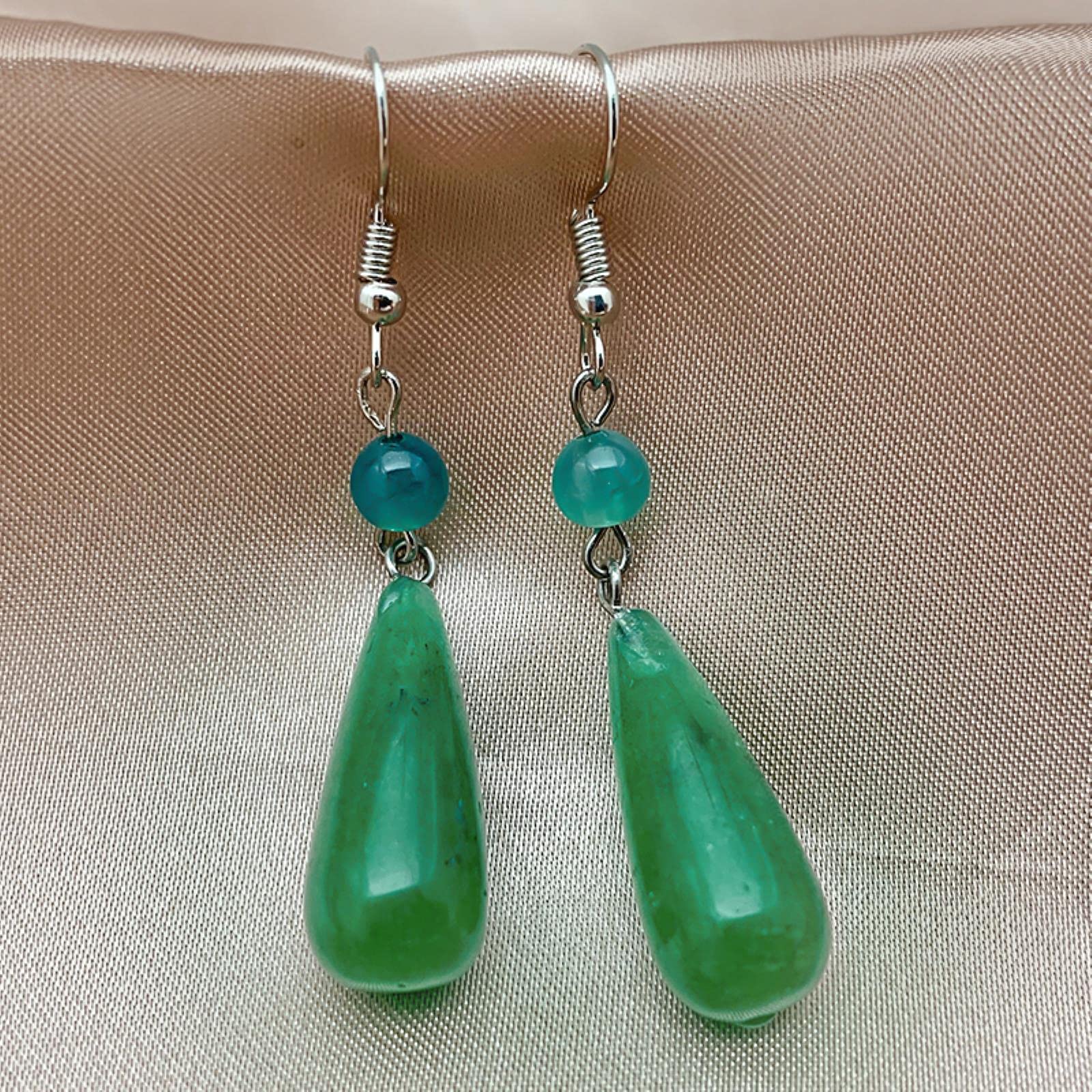 DOOLY Orecchini A Goccia In Malachite Naturale - Gioielli Fatti A Mano In Lega Di Zinco - Stile Vintage Coreano - 2