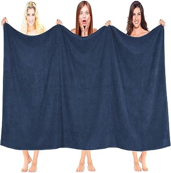 Bath Sheets Extra Large Navy Blue Oversized 96x180cm 100% Cotton Jumbo 515Gsm Egytian Cotton Style Thick Absorbent Super Soft Lint Free Supreme Quality Quick Dry Gift Wrapped Hotel Quality