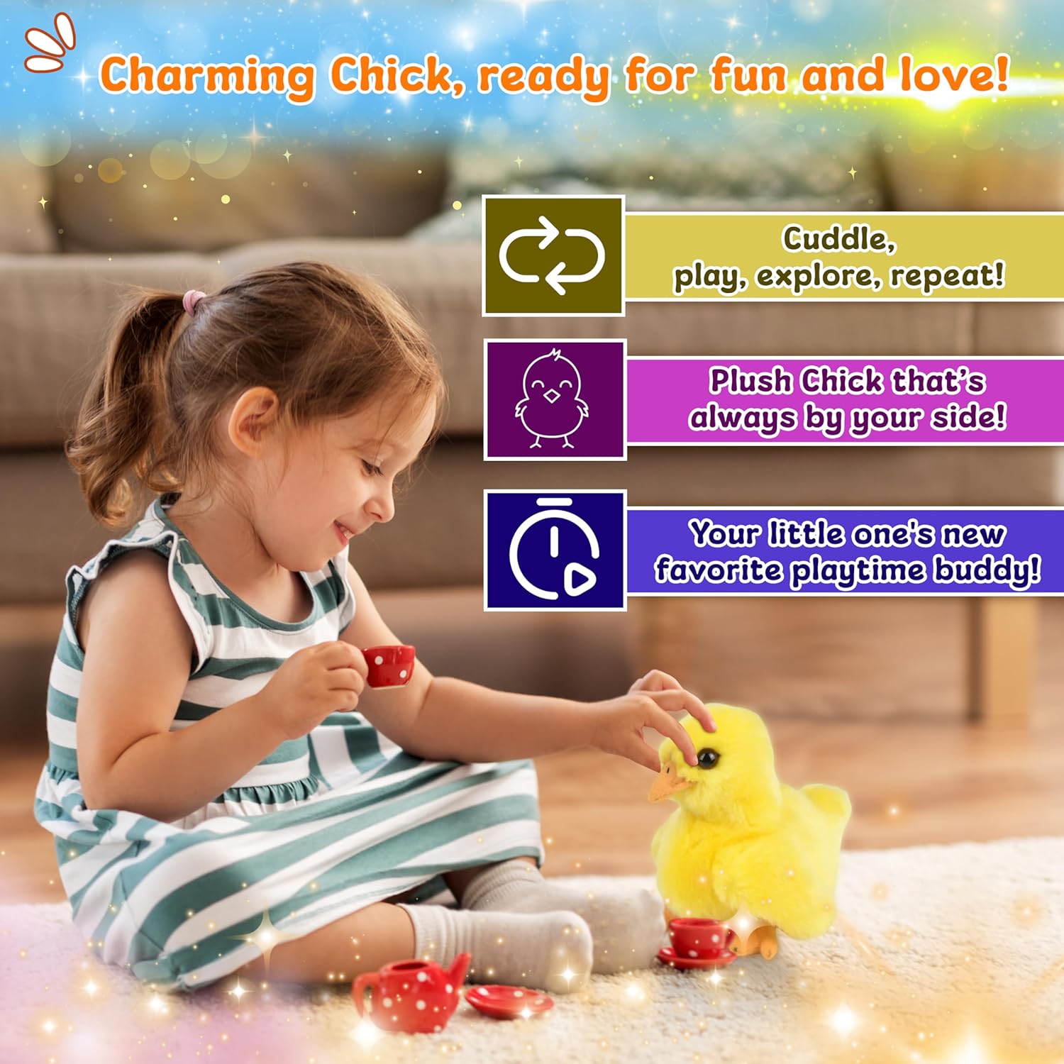 Forest & Twelfth 6" Stuffed Chicken, Soft Plush Toy, Cute Stuffed Animal for Boys and Girls, Realistic Looking Small Stuffed Animals, Nursery and Room Decor (6" Chicken) - Image 4