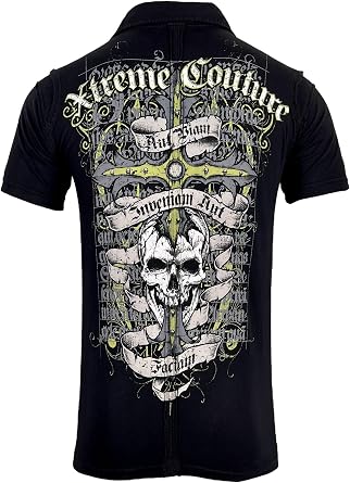 Xtreme Couture Mens Polo Shirt Pierced Black