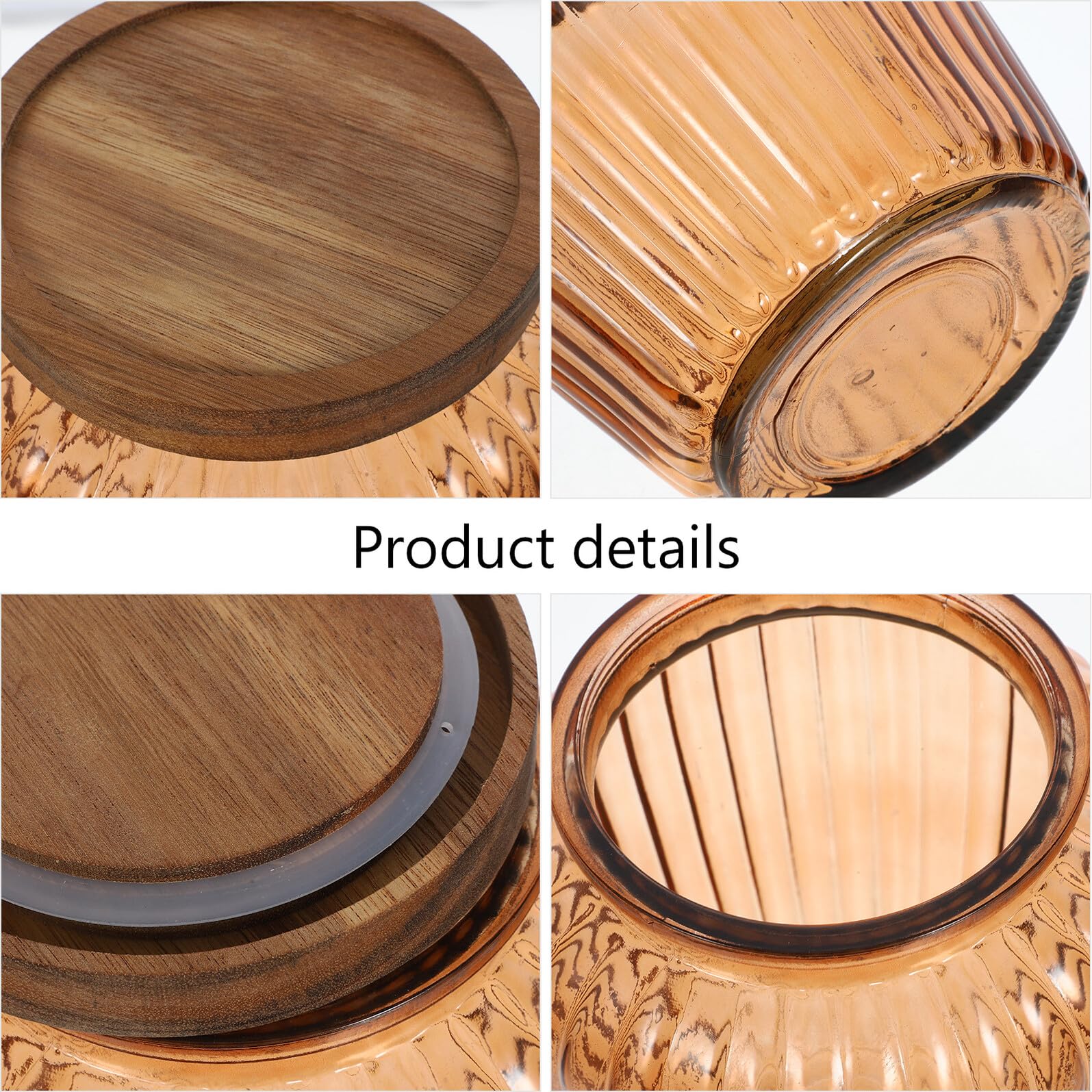 TIDTALEO Barattolo Ermetico Contenitore Trasparente in Vetro da 2200ml con Coperchio in Legno di Acacia e Guarnizione in Silicone per Organizzare la Cucina