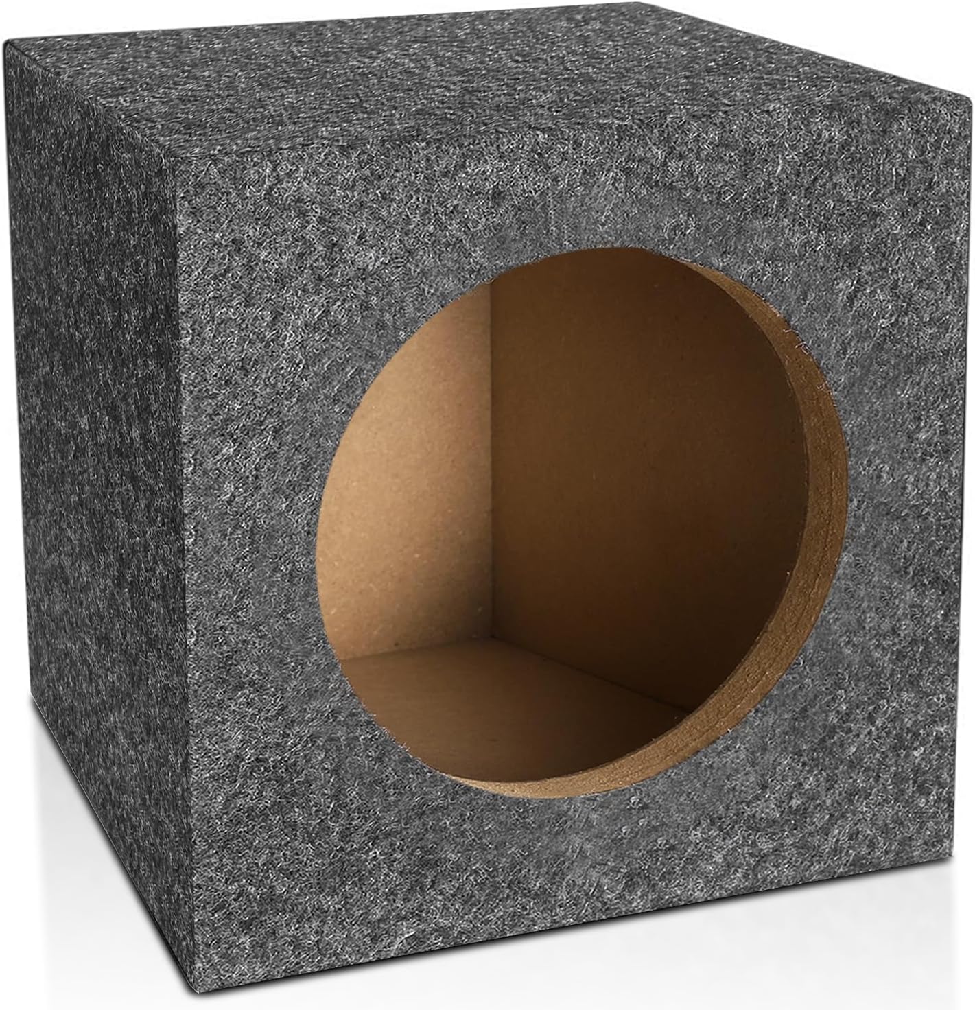 6.5" Car Audio Speaker Box Enclosure, Gray Carpet Speaker Enclosure for DIY Car or Truck Audio Custom, Vent Car Subwoofer Box with Sound-Absorbing Cotton & Carpeted Finish