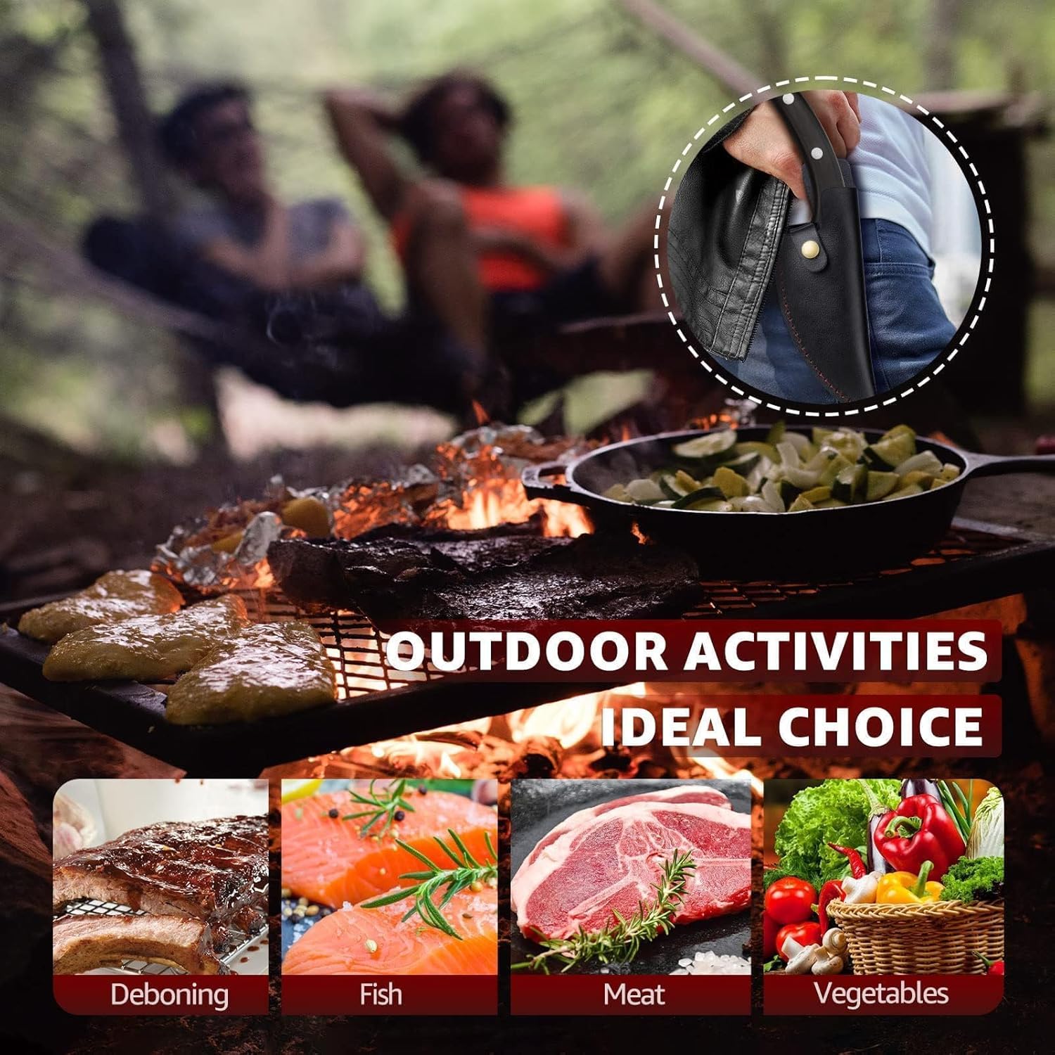 Huusk Viking Knife with Sheath Boning Knives for Meat Cutting, Caveman Ultimo Knives Hand Forged Full Tang Knives for Kitchen or Camping Christmas Gift for Men and Women - Image 6