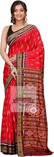 NUAPATANAPATA Women's odisha Sambalpuri Pure Silk Bomkai Saree With Blouse Piece silk-A1213