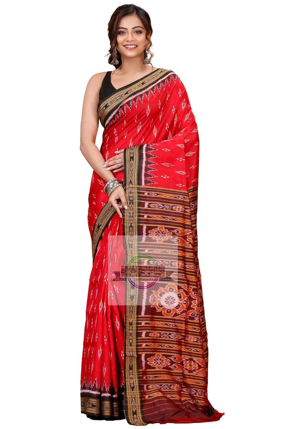 NUAPATANAPATA Women's odisha Sambalpuri Pure Silk Bomkai Saree With Blouse Piece silk-A1213