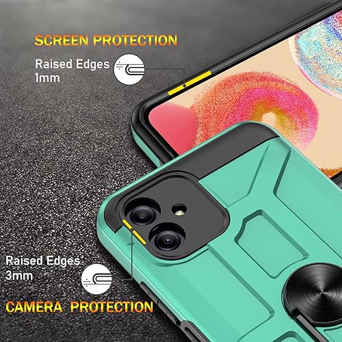 Vista 18 de Funda para Galaxy A04e, con [3X protector de pantalla de vidrio templado], soporte de anillo integrado y soporte magnético para automóvil a prueba