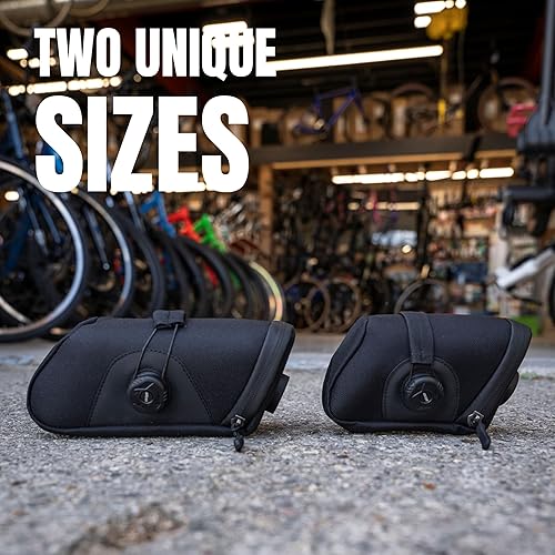Miniatura 5 de KOM Cycling Bolsa de sillín  Bolsa de sillín de bicicleta para llevar multiherramienta, tubo, palancas de neumáticos, de forma segura debajo del
