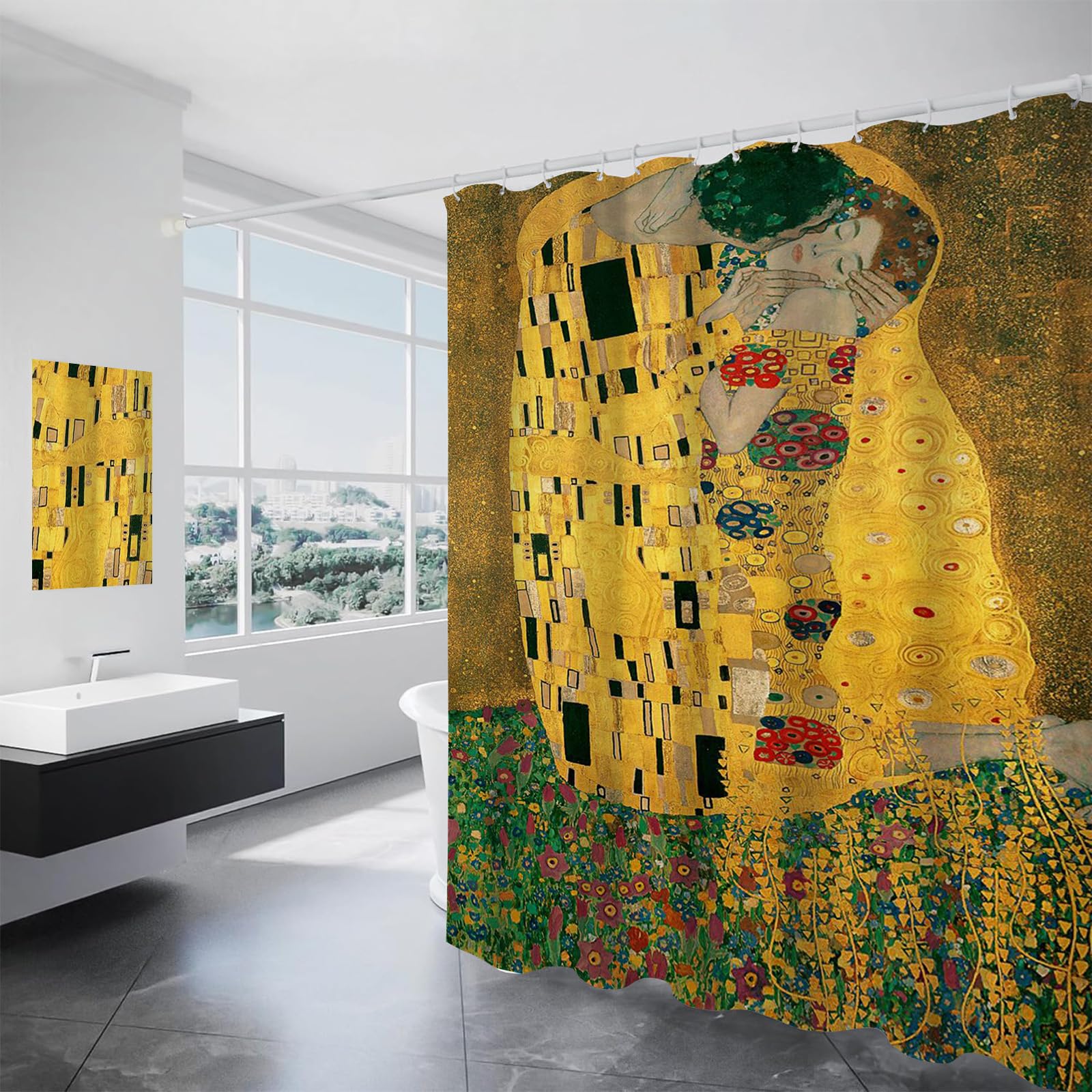 Rideau de baignoire de qualité supérieure décor peinture à l'huile