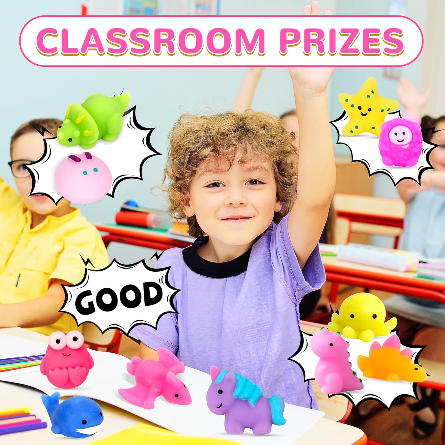 150 Pack Mochi Squishy Toys Kawaii Squishies Stress Relief Toys Pack Boys Girs Party Favors Bulk Birthday Gifts Valentines Day Gifts for Kids Easter Egg Fillers Easter Hunt Basket Pinata Stuffers - Image 6