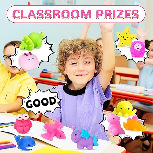 Miniatura 6 de Paquete de 150 juguetes esponjosos Mochi Kawaii Squishies para aliviar el estrés, regalos de fiesta para niños, regalos de cumpleaños a granel,