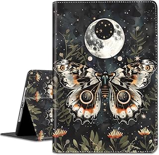 Case for iPad 9.7 5th/ 6th Gen (2017/2018)/ iPad Air 2/ Air 1, Multi-Angle PU Leather Holder Cover with Automatic Sleep/Wake Function for iPad 9.7 inch 2018 2017, Astrology Moth and Moon