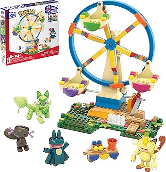 MEGA Pokemon Building Toys Set Ferris Wheel Fun with 393 Pieces, 4 Poseable Characters, 5+ Inches Tall, for Kids