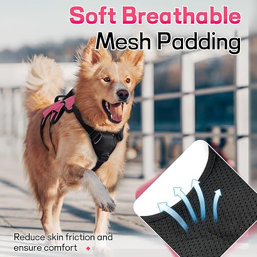 Miniatura 7 de rabbitgoo Arnés para perro a prueba de escapes, arnés suave acolchado de cuerpo completo para mascotas, chaleco reflectante ajustable sin tirones