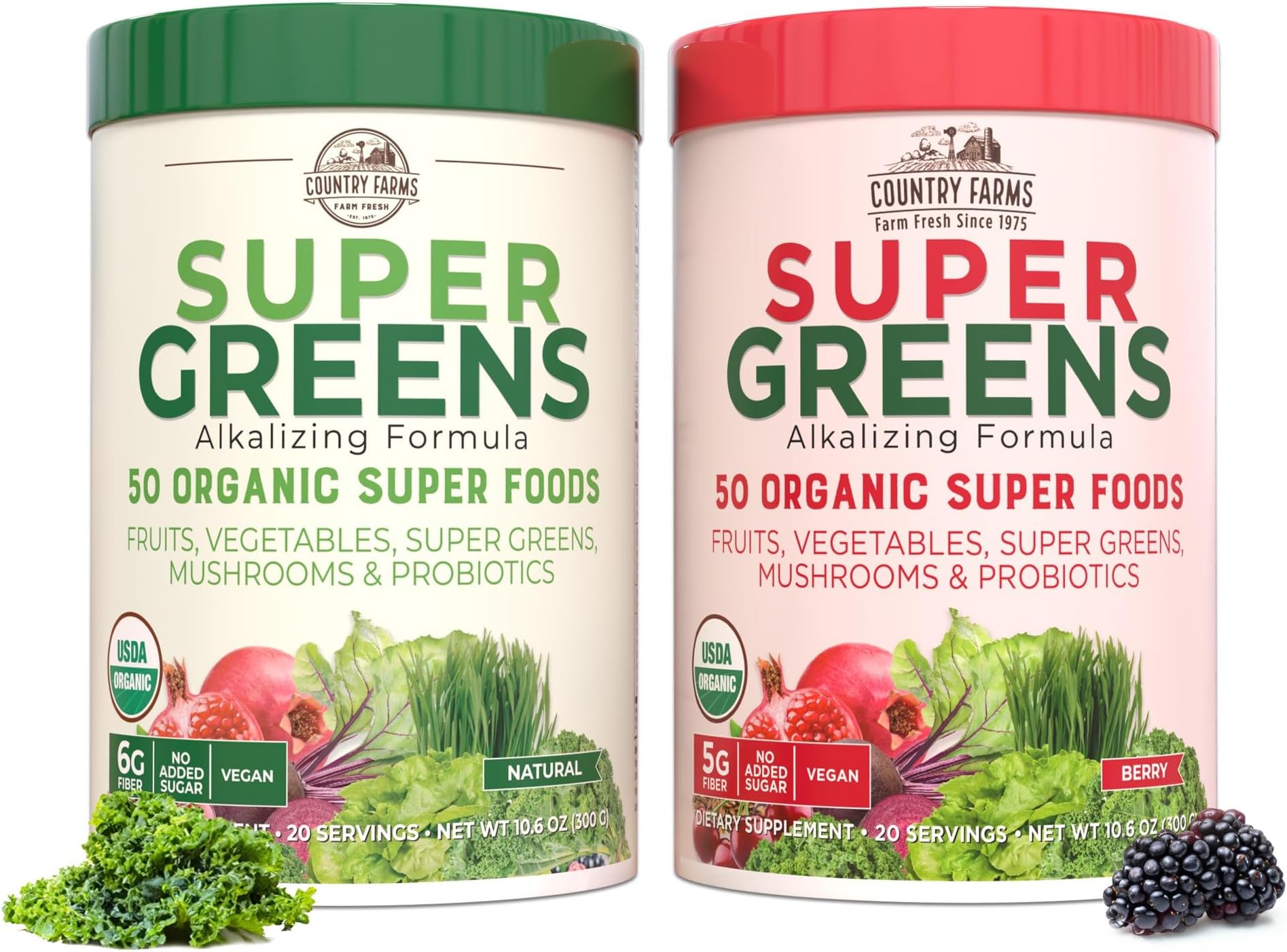 COUNTRY FARMS Super Greens Power Pack, 50 Organic Super