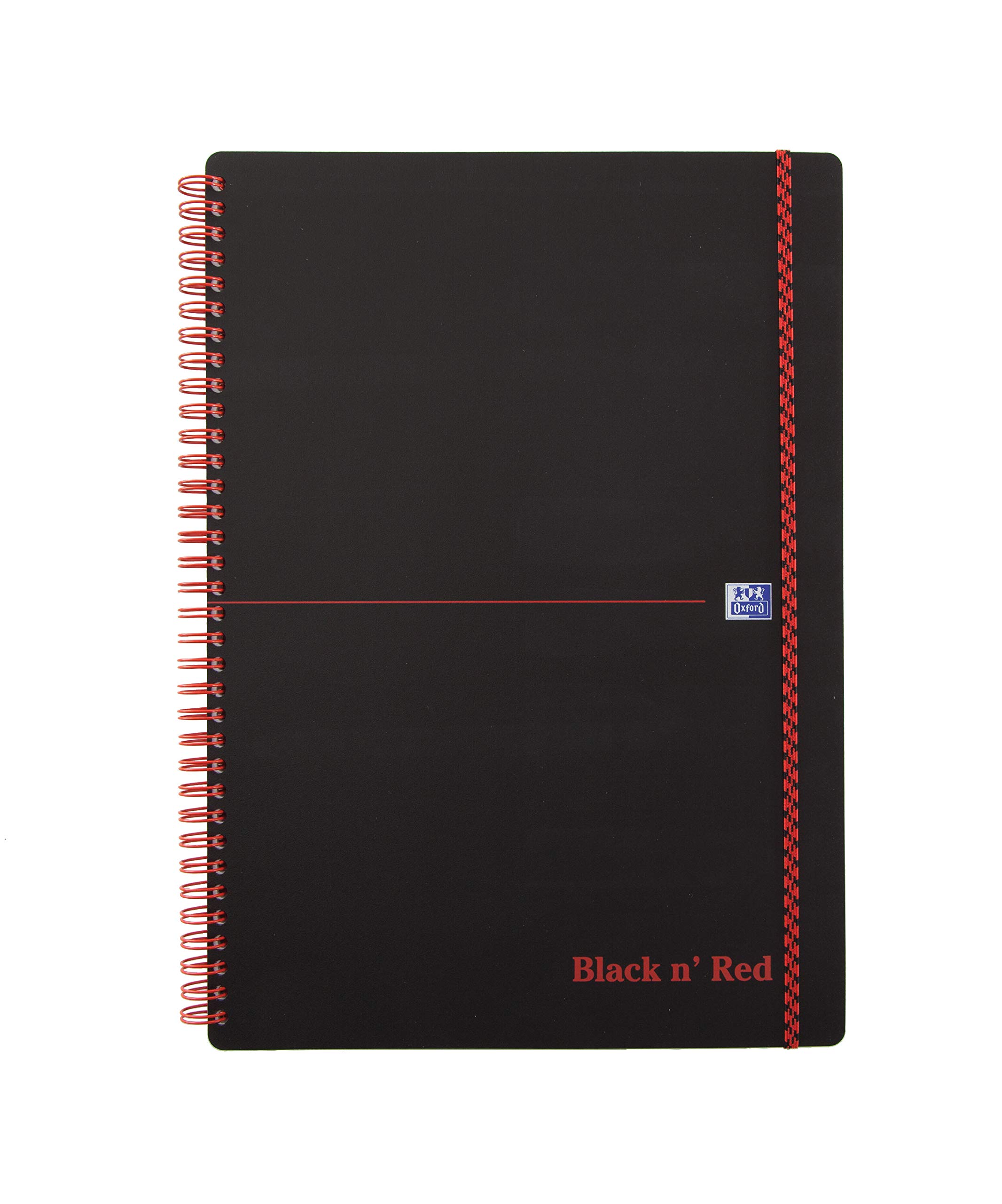 Oxford 400047654 Black n' Red - Cuaderno de espiral, 5 unidades, DIN A4, cuadriculado, tapa flexible, 70 hojas, color negro y rojo