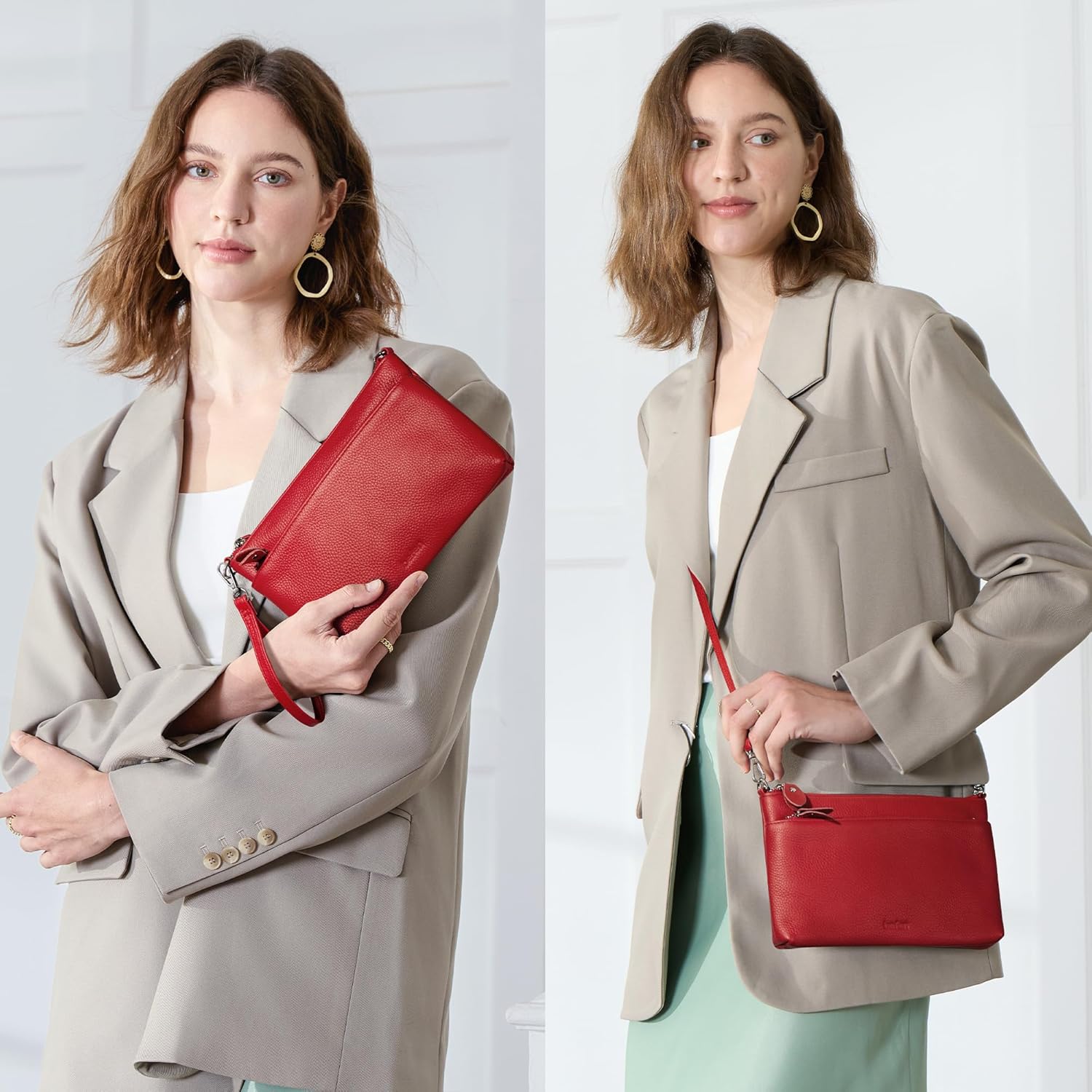 befen Genuine Leather Wristlet Clutch Wallet Purses with RFID Blocking, Small Crossbody Bags Shoulder Handbag for Women - Image 2