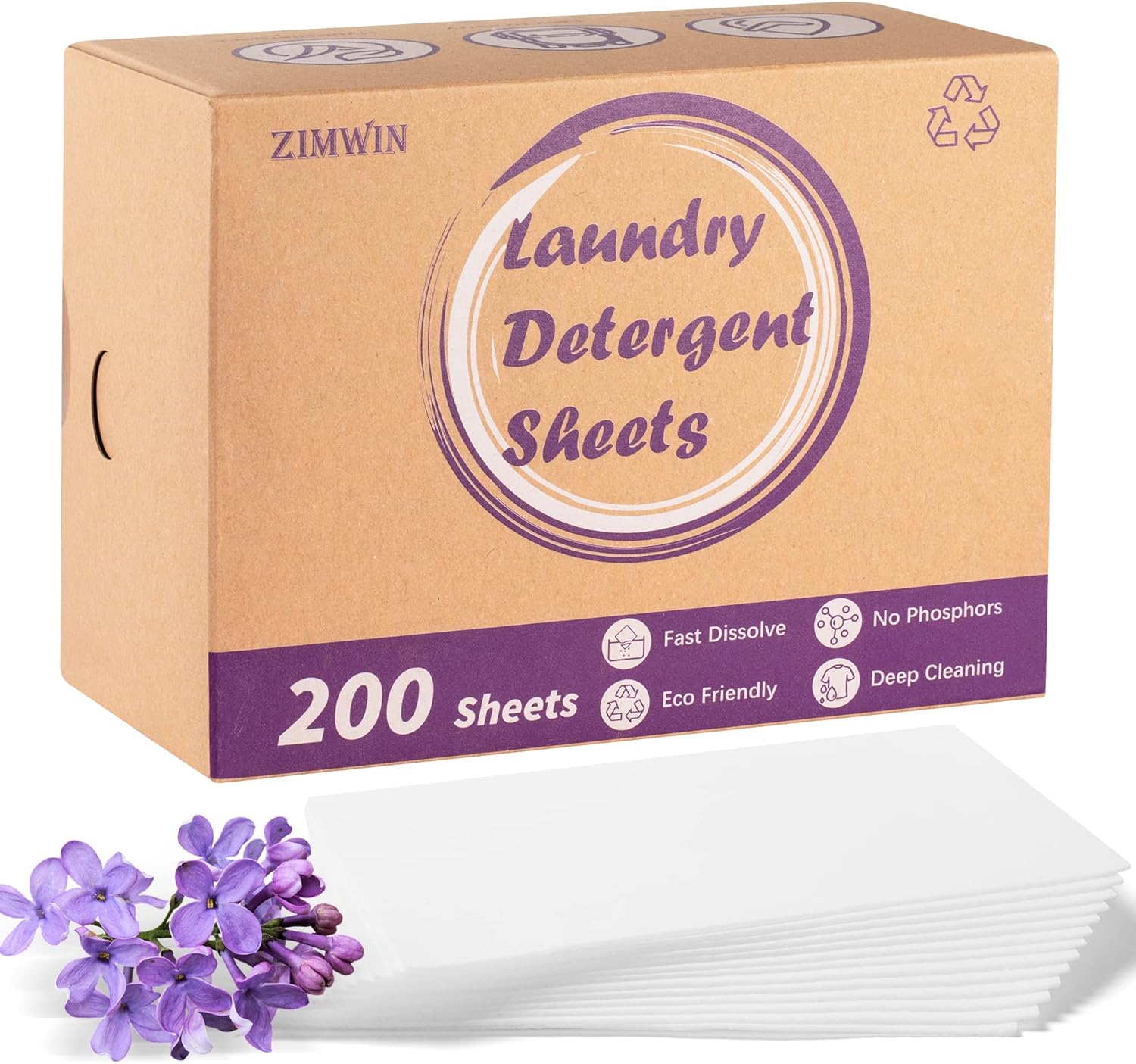 Laundry Deternt Sheets, 200 Sheets Lavender Laundry Soap Strips - No