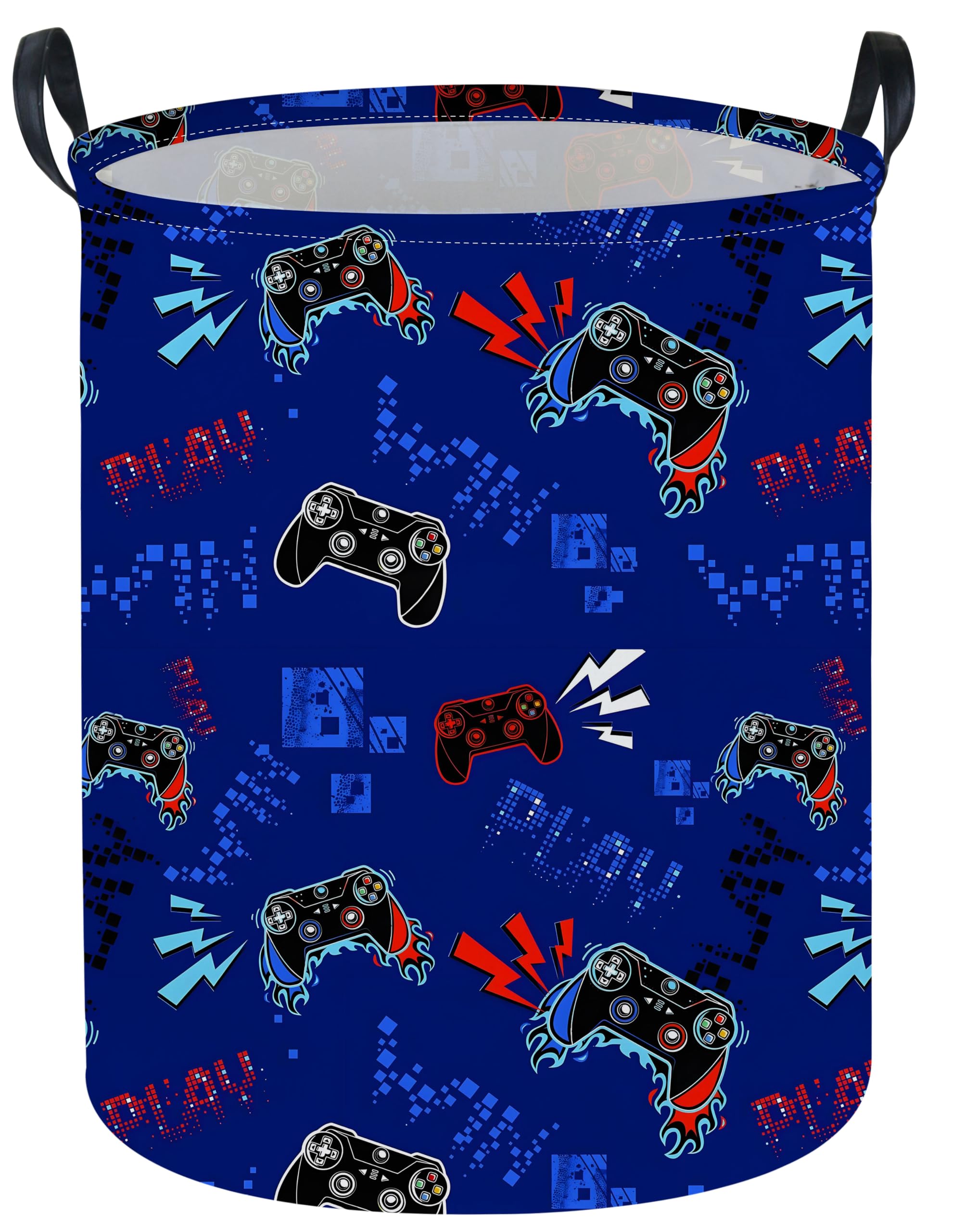 Game Laundry Basket Baby Hamper Dirty Clothes hamper Baby Nursery Hamper Gift Baskets Toy Storage Bin Boy Room Decor(Blue Games)
