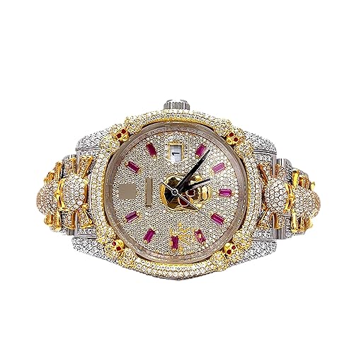 Iced Out Men's Watch, Two-Tone Gold and Silver, Moissanite Diamond