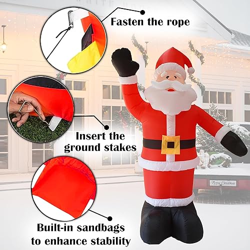 Miniatura 6 de Inflables de Navidad de 8 pies con Papá Noel  Decoraciones navideñas para exteriores con luces LED integradas