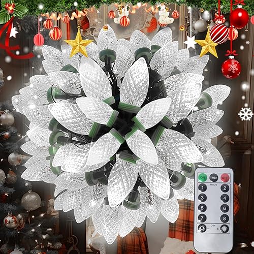 LiyuanQ 120 luces LED C9 para Navidad, luces de cadena para exteriores, decoración de luces navideñas con 8 modos impermeables, adecuadas para bodas