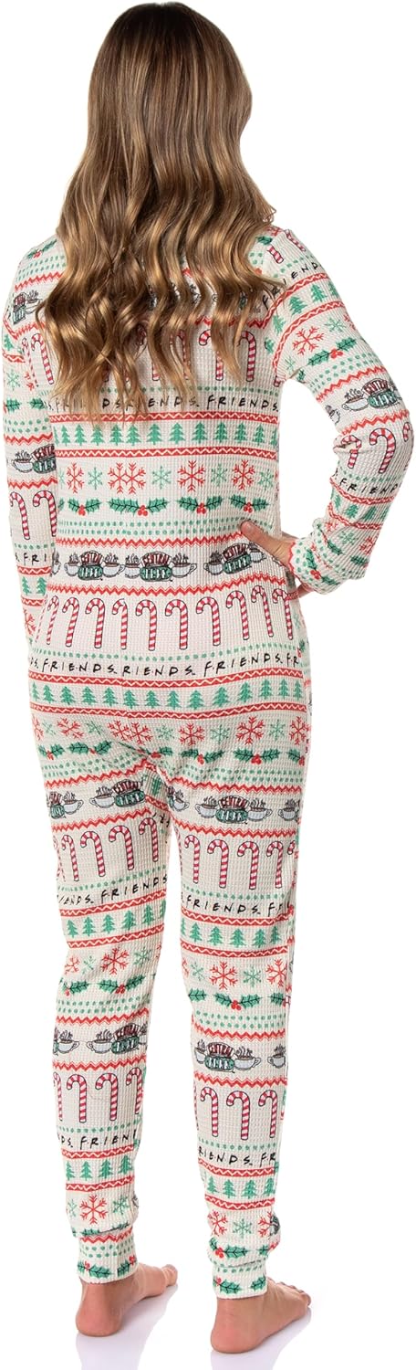 INTIMO Friends TV Show Ugly Christmas Sweater Womens Pajamas One Piece Footless Sleeper - Image 2