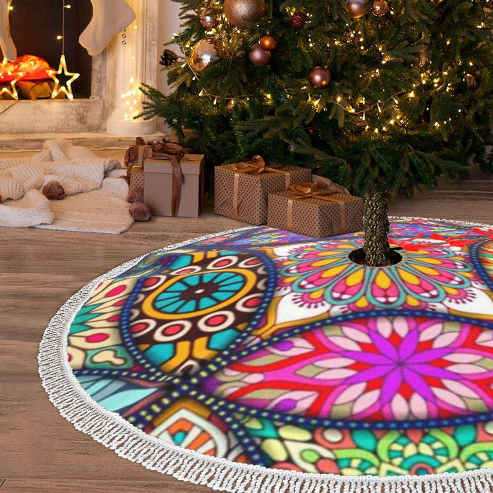 IJQRVJ Jupe De Sapin De Noël à Lacets Avec Pompons