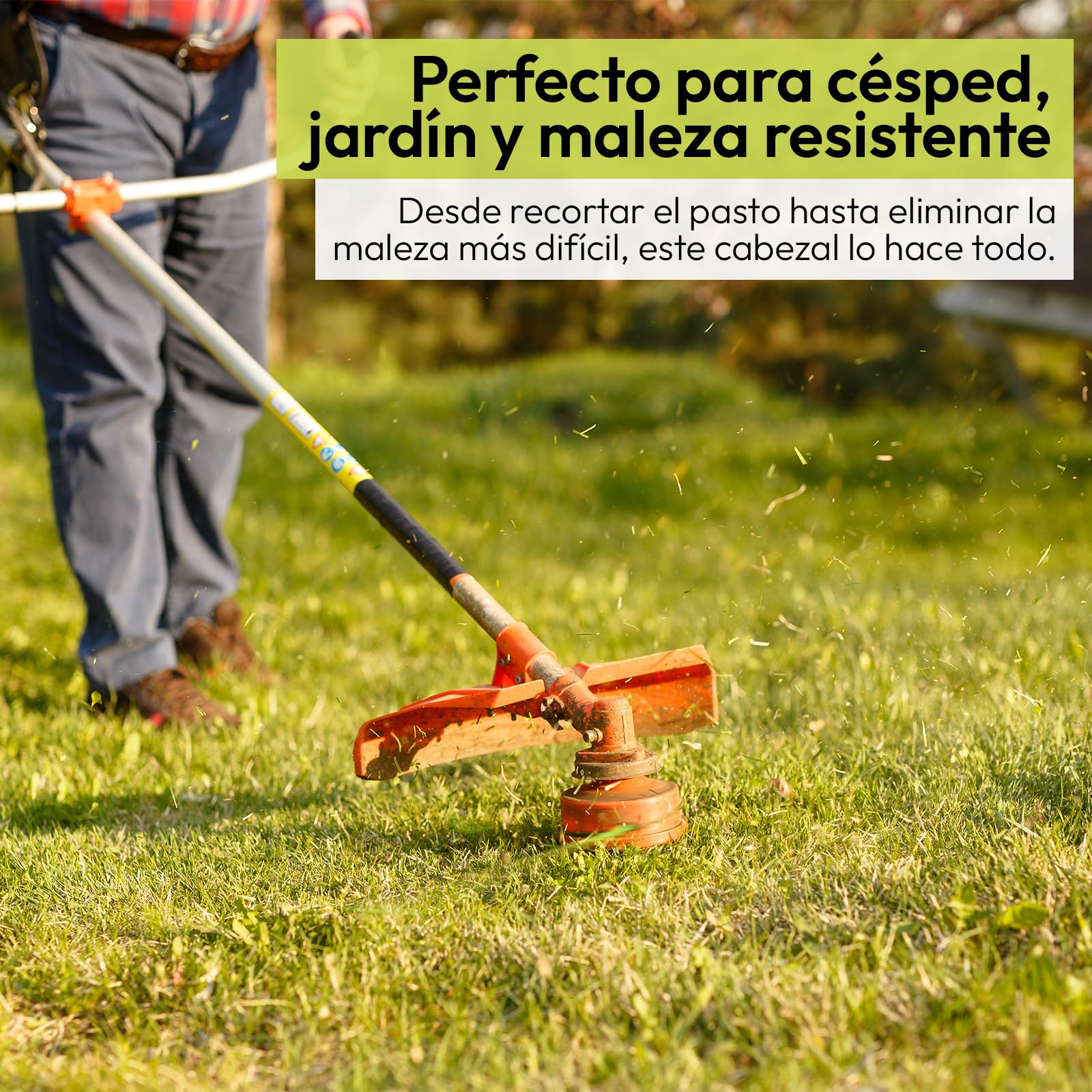 Samos® Cabezal Desbrozadora Universal Profesional 2 en 1 con Cadenas Metálicas – Accesorio de Repuesto Compatible con Desbrozadoras Kawasaki Stihl Husqvarna – Recambio Duradero Cortar Hierba y Maleza