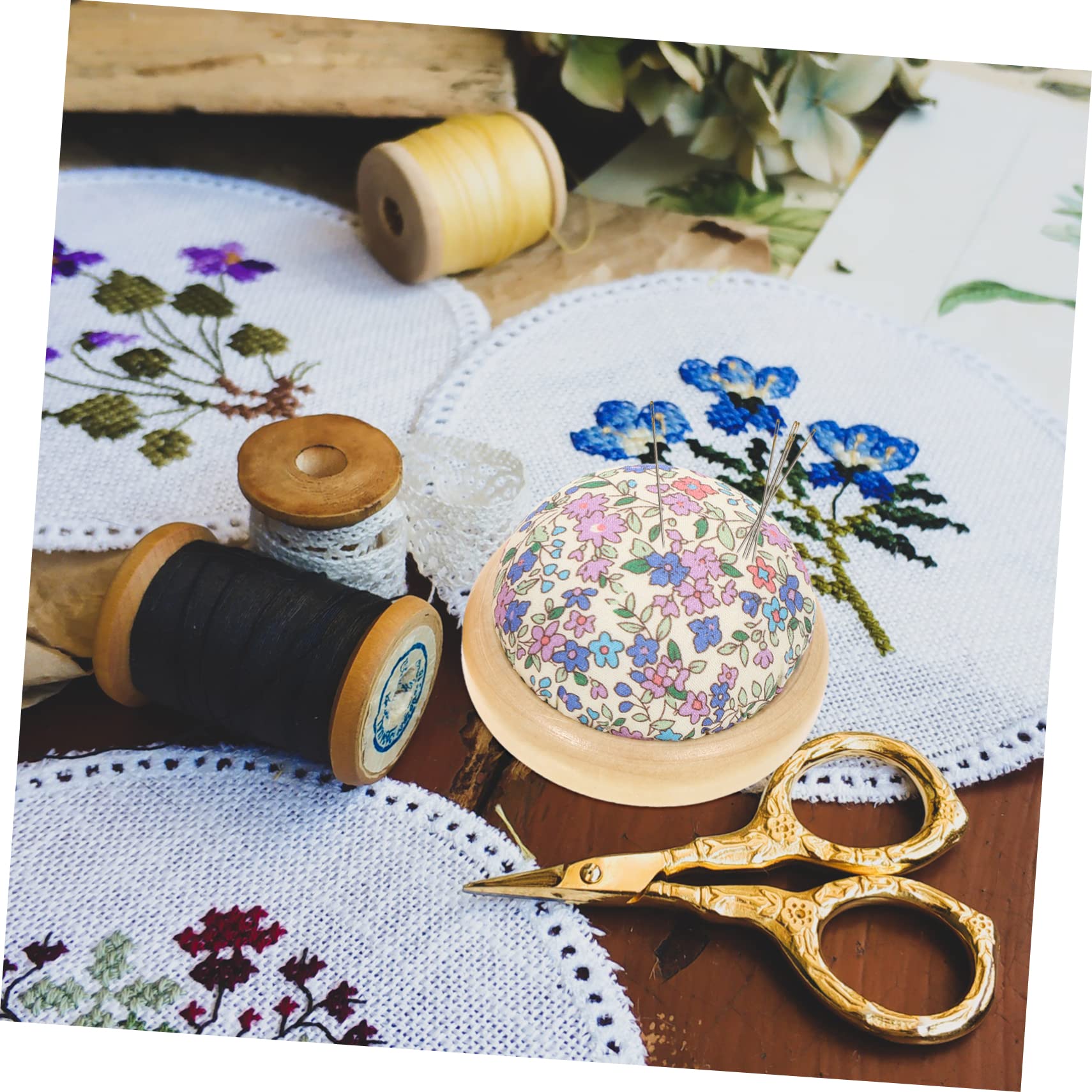 Uonlytech 2 Sätze Nadelkissen Holz Für DIY Nähprojekte Praktische Nadelhalter Mit Feiner Verarbeitung Für Quilt Und Handarbeitszubehör 2 Stücke * 2