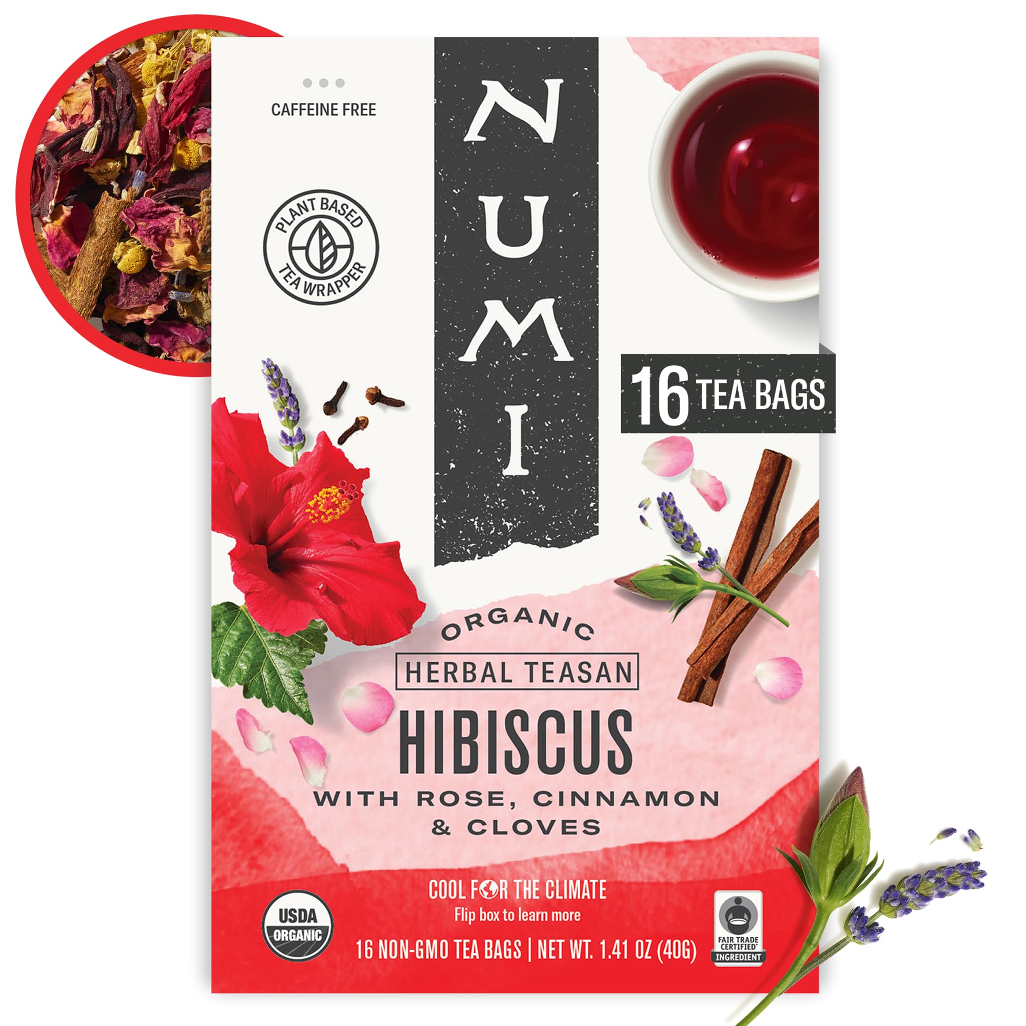 Amazon.com : Numi Tea Organic Hibiscus Tea, 16 Herbal Tea Bags