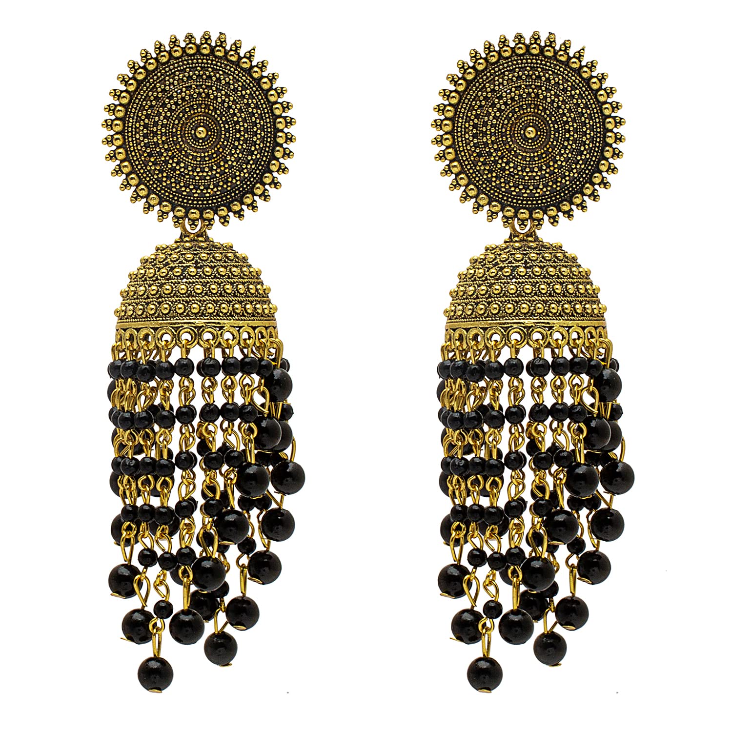 Shining Jewel - By Shivansh Traditonal Indian Antique Gold Plated Black Meenakari, CZ, Pearls Jhumka Earrings Women (SJE_18_BK) (B0BSLJKK3T) Amazon Price History, Amazon Price Tracker
