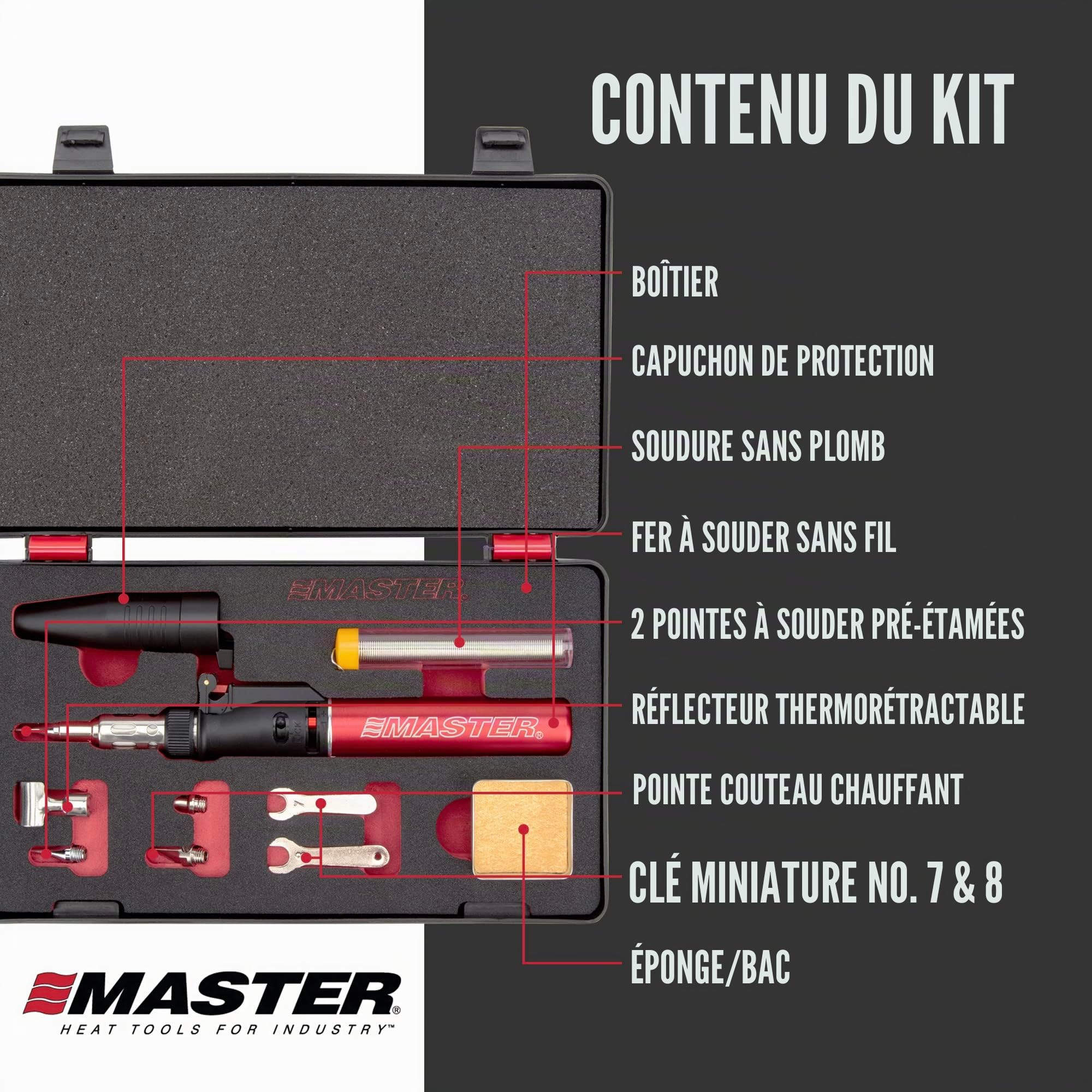 Master Appliance PI-40SiK Kit de fer à souder professionnel au butane - Portable, sans fil avec température réglable pour l'électronique, la soudure, l'artisanat