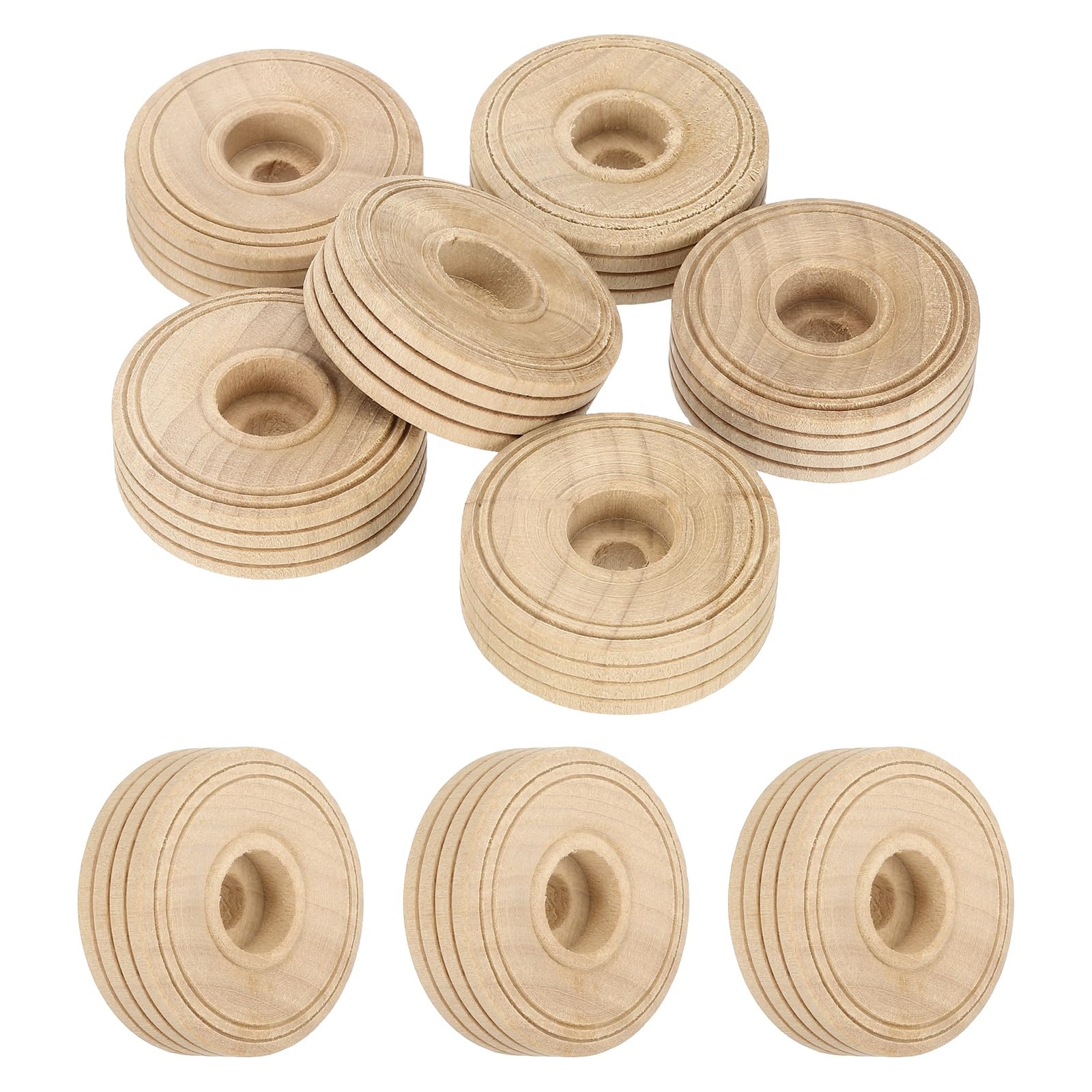 sourcing map 6 Pcs Wooden Wheels, Unfinished Wooden Craft Wheels for Crafts DIY Toy Cars Painting Colors Woodworking Projects, 1.5 Inches Diameter