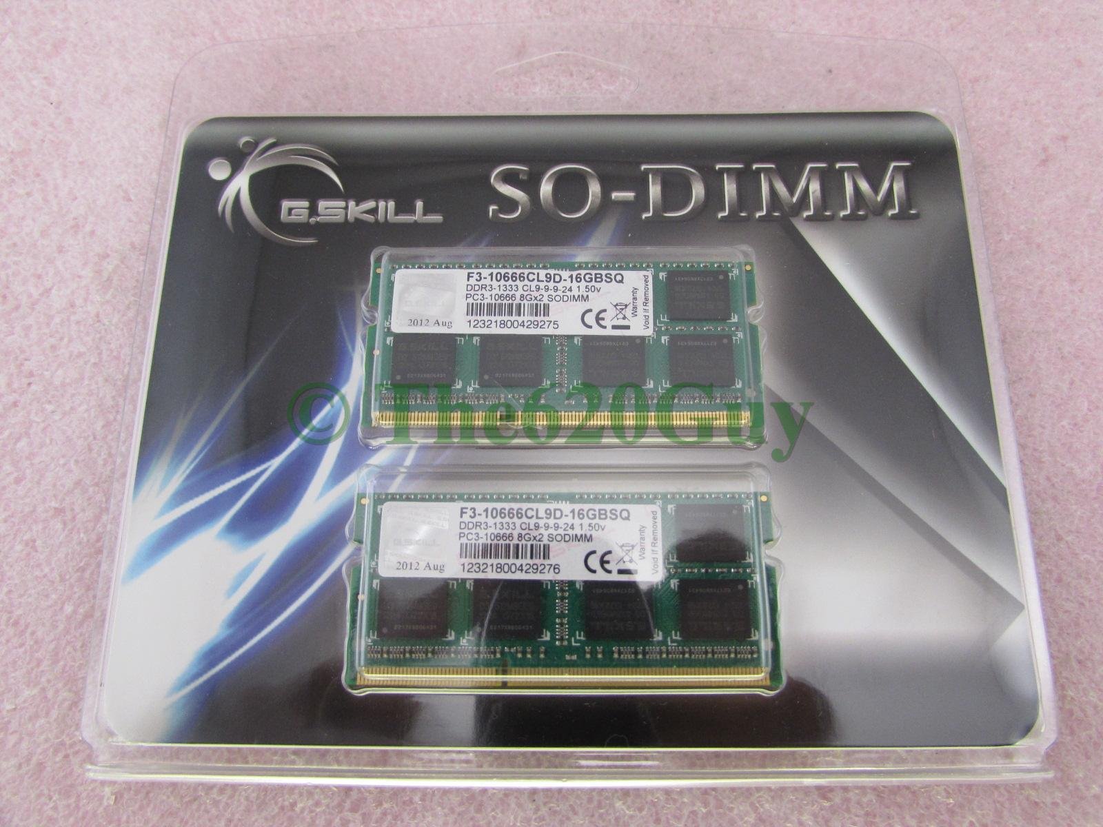 G-Skill PC3-10666S DDR3 1333 SODIMM - Kit de memoria para portátil (16 GB, 2 x 8 GB)