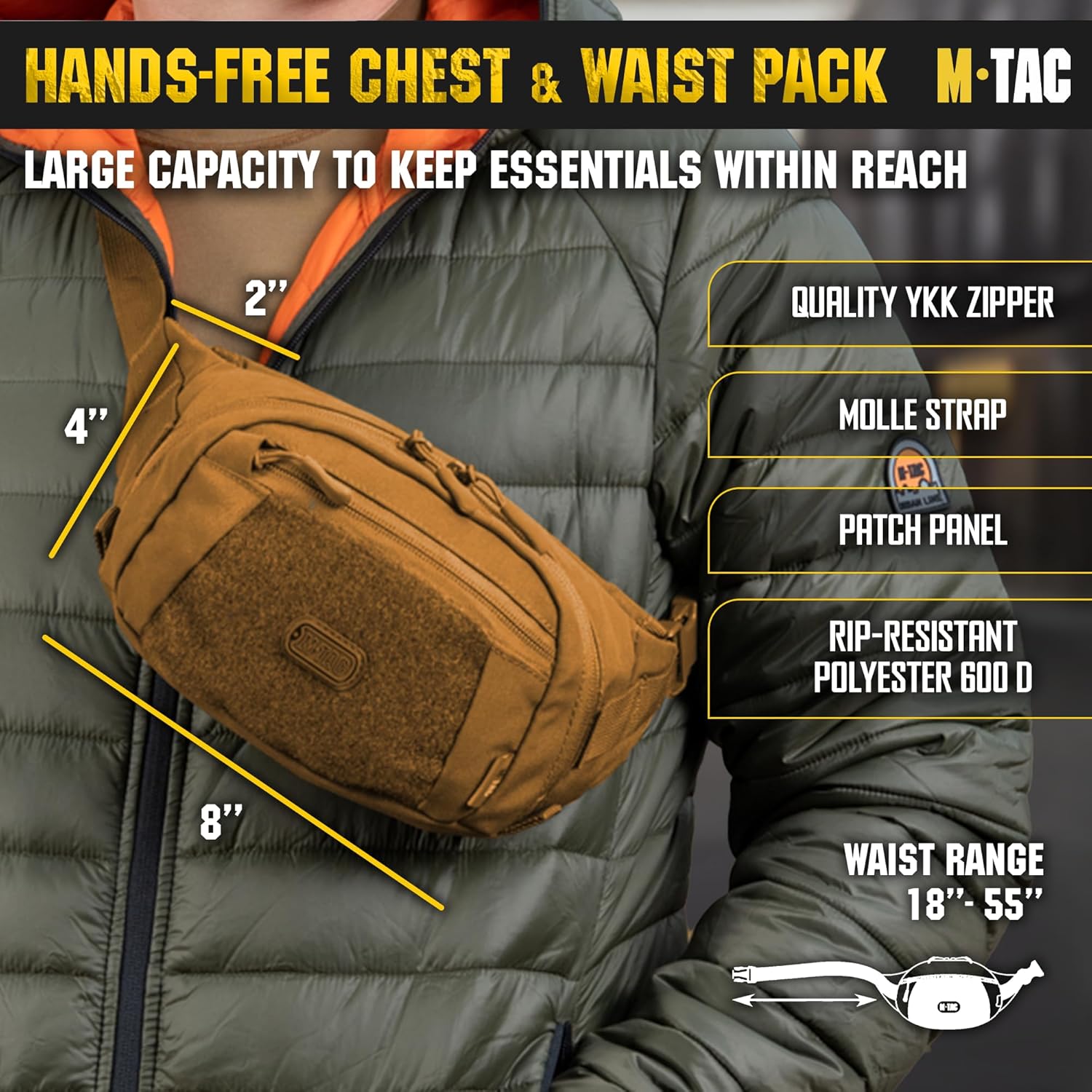 M-Tac Fanny Pack for Men - Belt Bag Small Companion Waist Pack - Tactical Bag EDC (Dark Coyote)