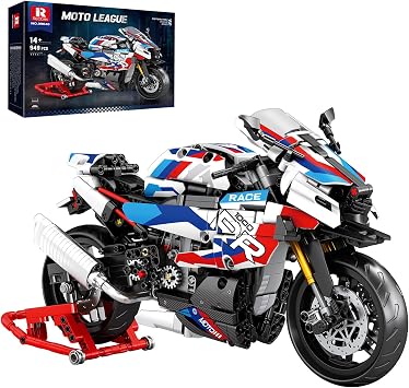 Reobrix 1000 RR Motorbike Building Toy for Adults, 18 Scale Technics Super Motorcycle Model Brick Set with Stand, 99040 Vehicle Collection Decor Gifts for Teens Boys Childs 14+ 949 Pcs