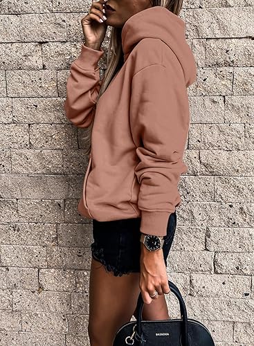 Miniatura 2 de SHEWIN - Sudadera informal con capucha para mujer, unicolor, ligera y holgada, sin botones, con mangas largas y bolsillo
